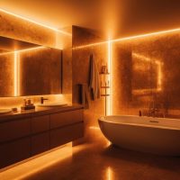 Éclairage d’ambiance pour créer une atmosphère relaxante dans votre douche à l’italienne